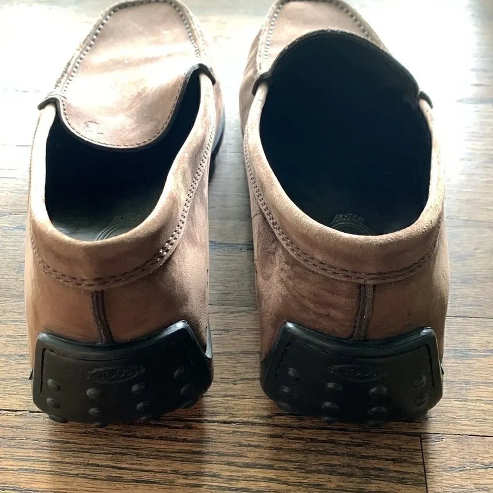 Tod’s brown leather driving shoes pebble rubber sole men’s size 8